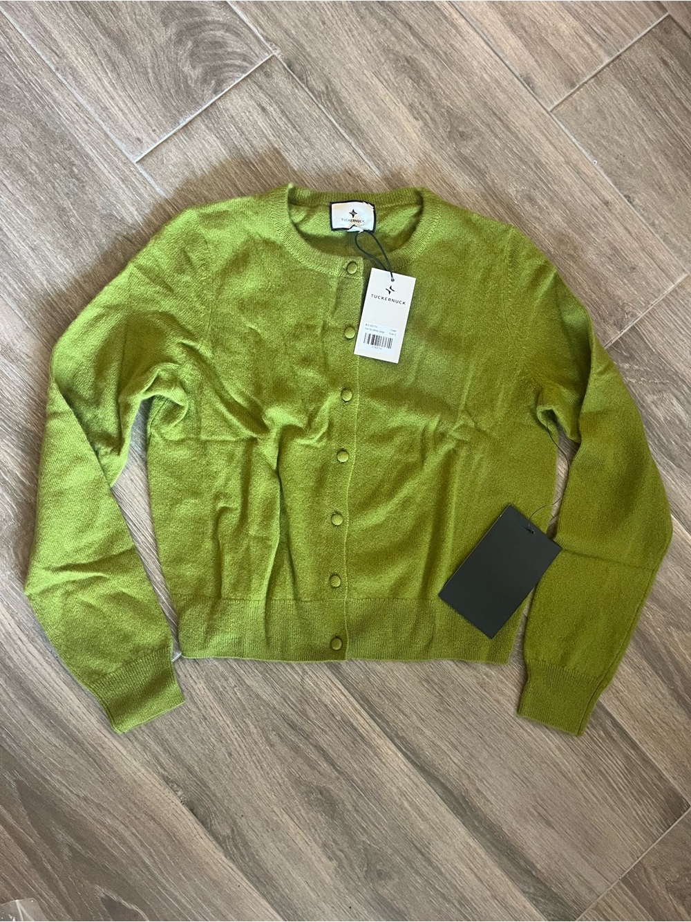 Tuckernuck Olive Green Button-Front Crew Cardigan